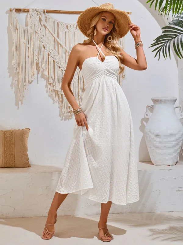 Swiss Dot Halter Neck Midi Dress sold by Charming Charlie