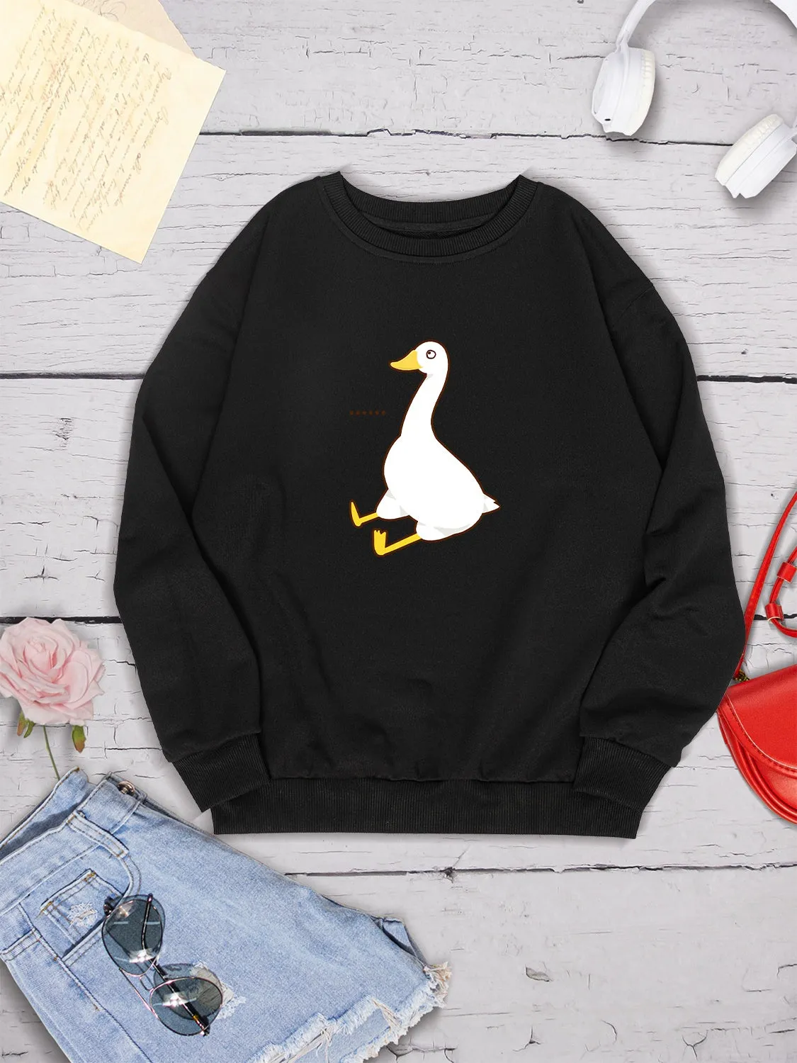 Goose Graphic Round Neck Sweatshirt sold by Charming Charlie product image thumbnail 3