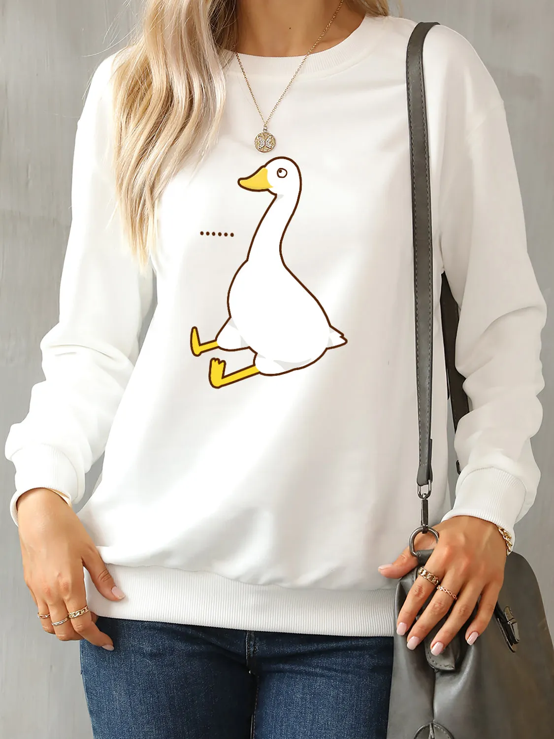 Goose Graphic Round Neck Sweatshirt sold by Charming Charlie product image thumbnail 4