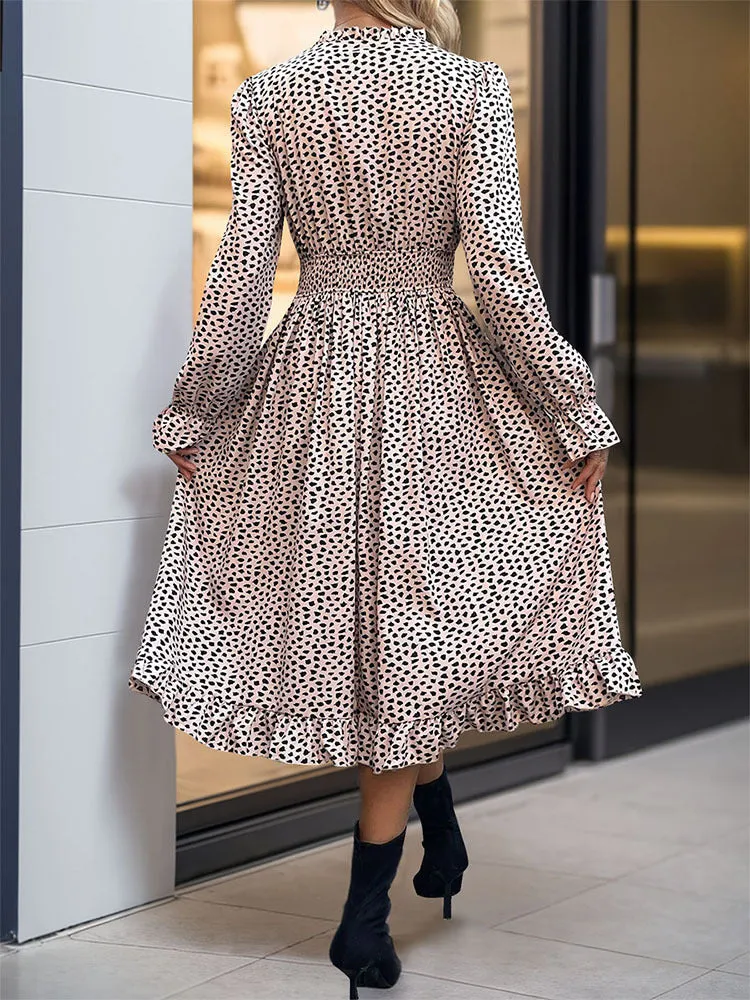 Ruched Ruffled Leopard Long Sleeve Dress sold by Charming Charlie product image thumbnail 2
