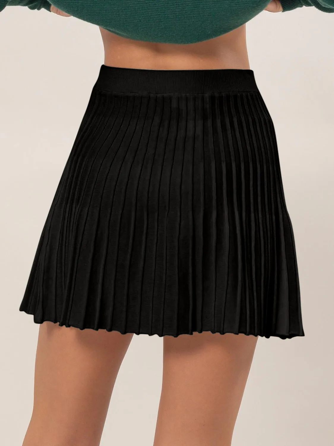 HYFVE High Waist Knit Pleated Flare Mini Skirt sold by Charming Charlie product image thumbnail 2