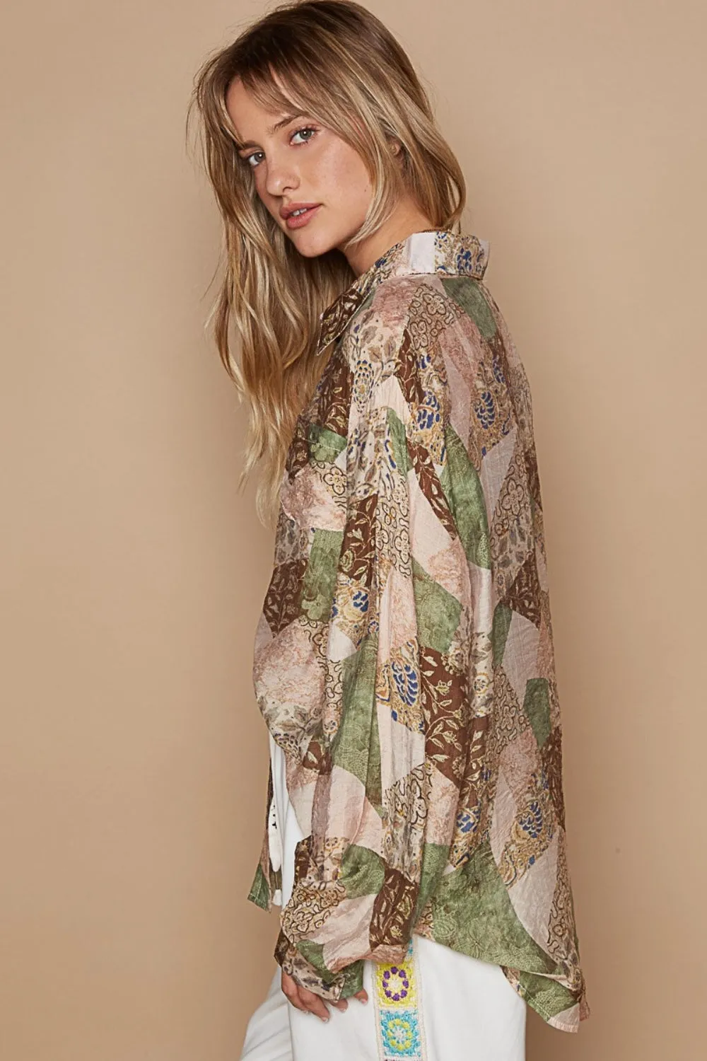 POL Button-Down Long Sleeve Printed Shirt sold by Charming Charlie product image thumbnail 2