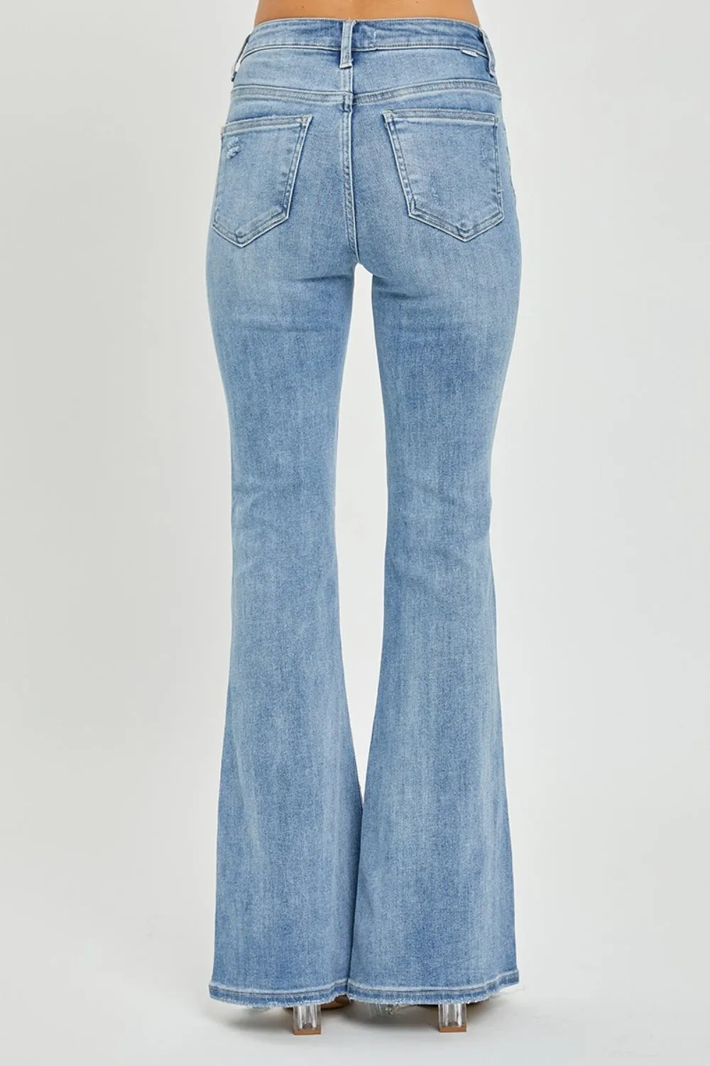 Risen Full Size High Rise Frayed Hem Flare Jeans sold by Charming Charlie product image thumbnail 2