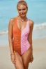 Ruched Plunge Wide Strap One-Piece Swimwear sold by Charming Charlie