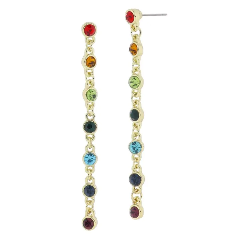 18K Gold Plated Multi Crystal Chain Dangle Earrings, 2.25" Top to Bottom sold by Charming Charlie