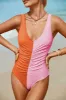 Ruched Plunge Wide Strap One-Piece Swimwear sold by Charming Charlie