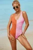 Ruched Plunge Wide Strap One-Piece Swimwear sold by Charming Charlie