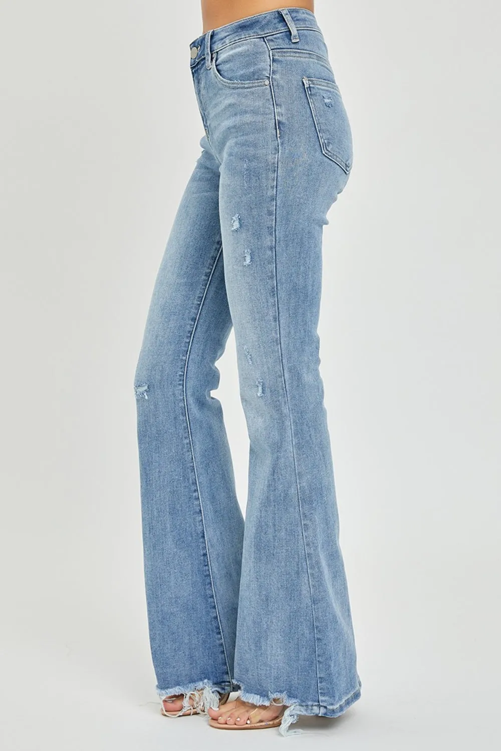 Risen Full Size High Rise Frayed Hem Flare Jeans sold by Charming Charlie product image thumbnail 3