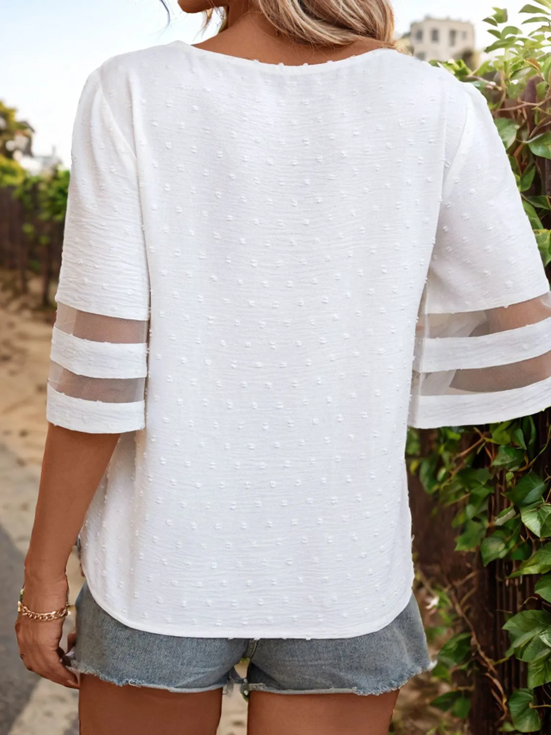 Swiss Dot V-Neck Half Sleeve Top sold by Charming Charlie product image thumbnail 2