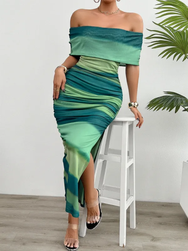 Split Color Block Off-Shoulder Dress sold by Charming Charlie