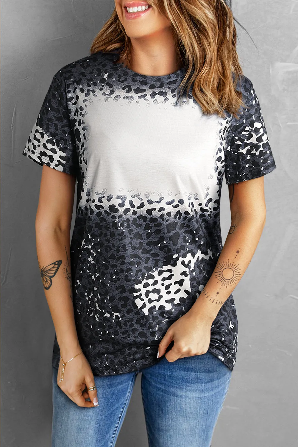 Leopard Round Neck Short Sleeve T-Shirt sold by Charming Charlie