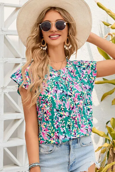 Printed Round Neck Cap Sleeve Blouse sold by Charming Charlie product image thumbnail 4