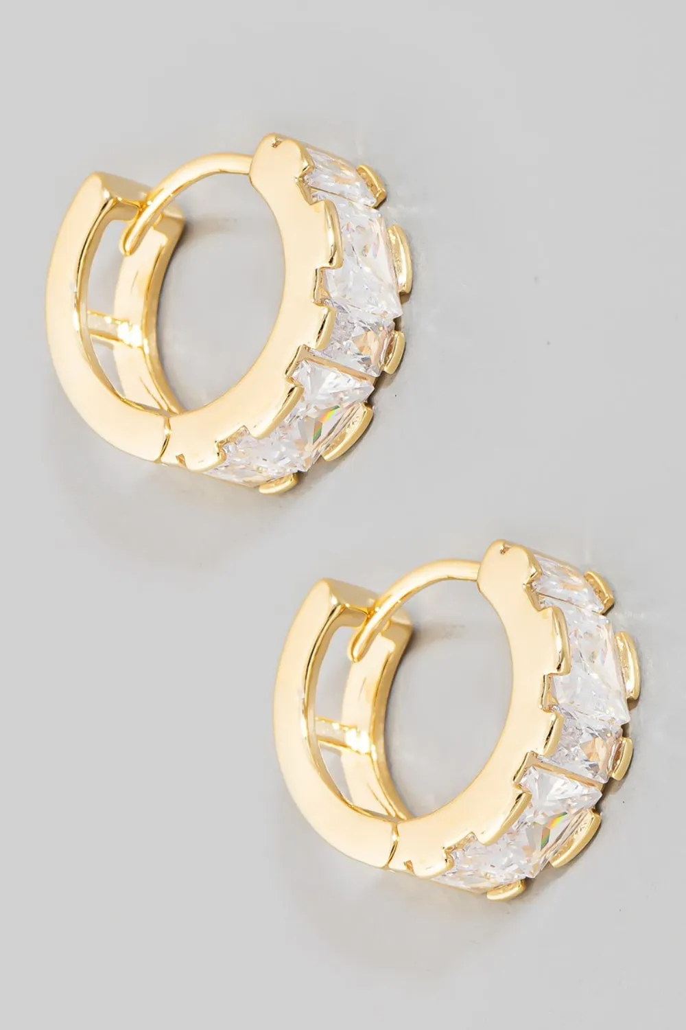 Fame Mini Rhinestone Huggie Hoop Earrings sold by Charming Charlie