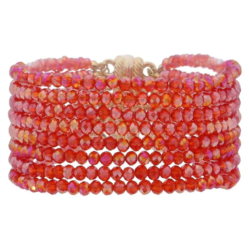 8 Strand Mini Red Faceted Beaded with Magnetic Closure Bracelet, 1.25" Pendant sold by Charming Charlie