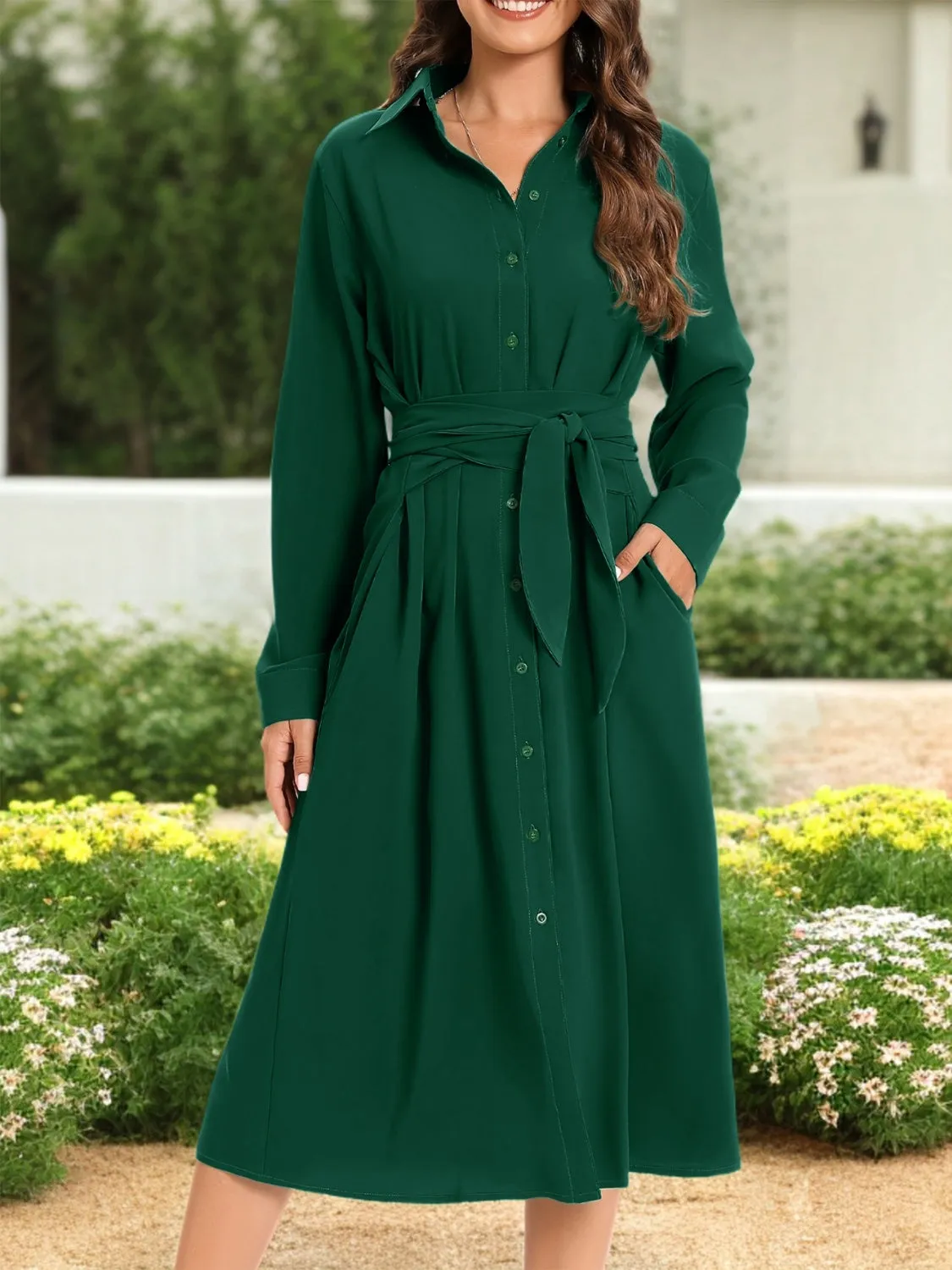 Tie Waist Long Sleeve Dress sold by Charming Charlie