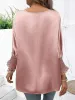 Smocked Round Neck Three-Quarter Sleeve Blouse sold by Charming Charlie