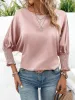 Smocked Round Neck Three-Quarter Sleeve Blouse sold by Charming Charlie