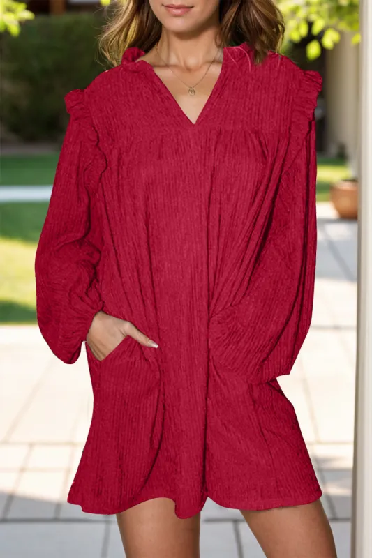 Notched Long Sleeve Mini Dress sold by Charming Charlie