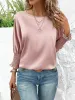 Smocked Round Neck Three-Quarter Sleeve Blouse sold by Charming Charlie
