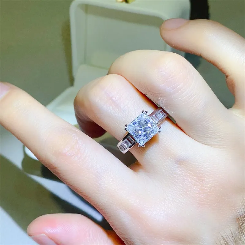 3 Carat Moissanite 925 Sterling Silver Square Shape Ring sold by Charming Charlie