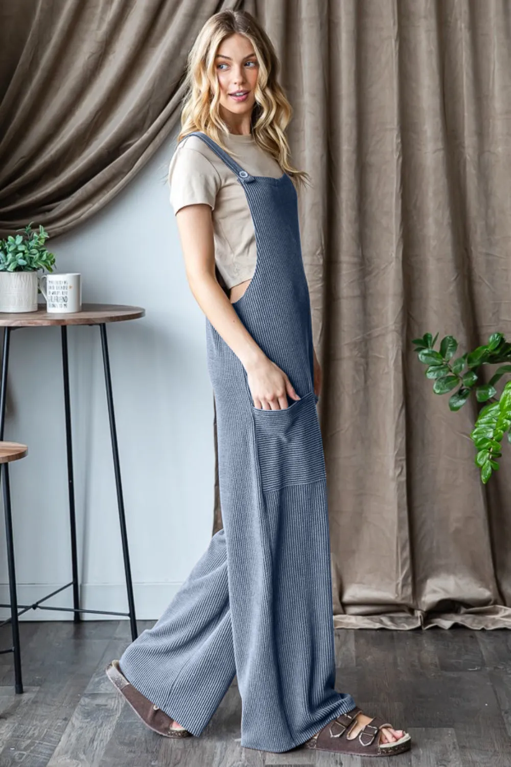 Heimish Full Size Ribbed Front Pocket Sleeveless Jumpsuit sold by Charming Charlie product image thumbnail 2