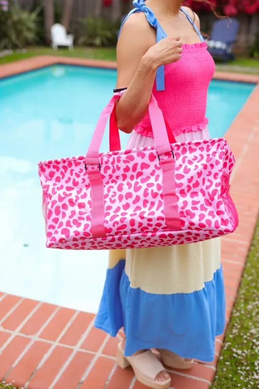 Hot Pink Animal Print Collapsible Canvas Strap Tote sold by Charming Charlie
