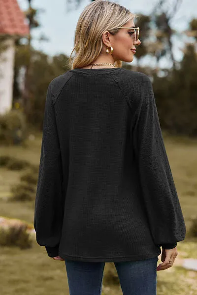 Eyelet Notched Raglan Sleeve T-Shirt sold by Charming Charlie product image thumbnail 2