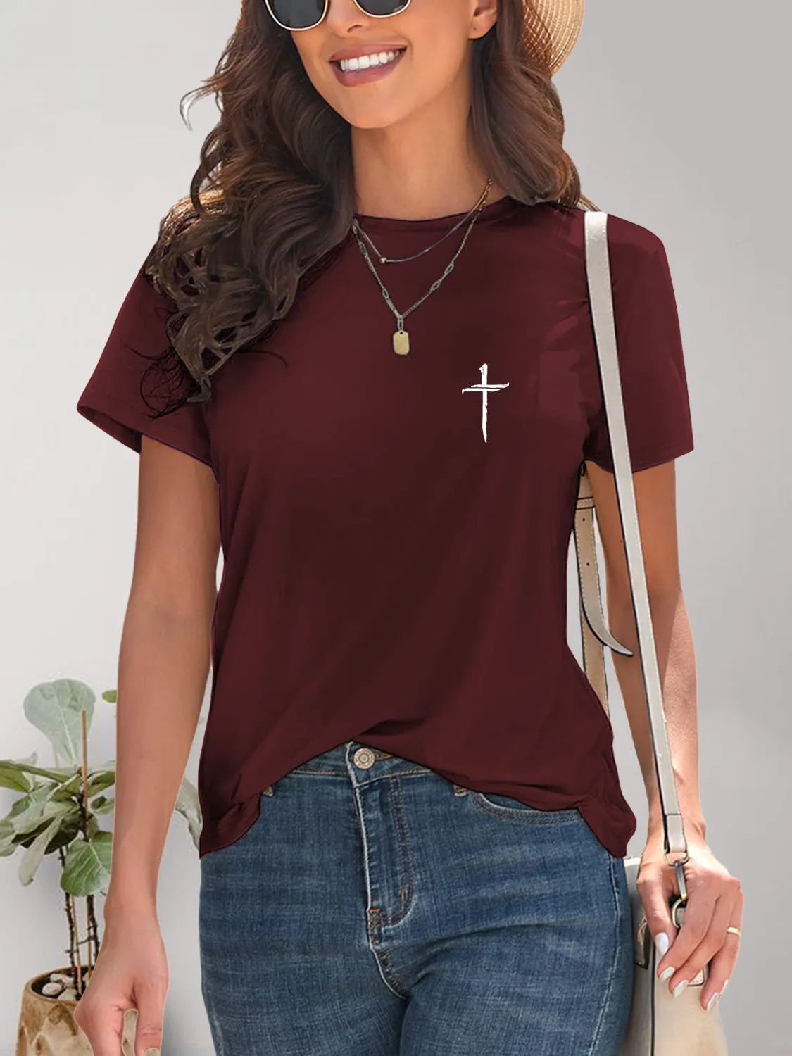 Cross Graphic Round Neck T-Shirt sold by Charming Charlie