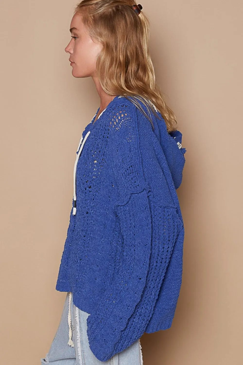 POL Cable Knit Hooded Chenille Sweater sold by Charming Charlie product image thumbnail 3