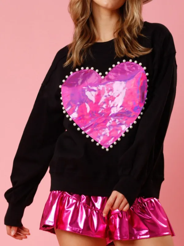 Pearl Trim Round Neck Sweatshirt sold by Charming Charlie