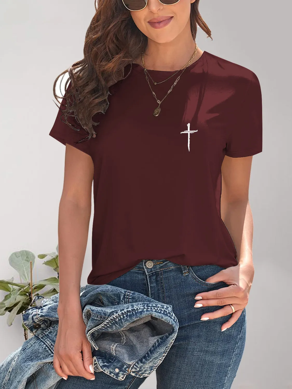 Cross Graphic Round Neck T-Shirt sold by Charming Charlie product image thumbnail 3