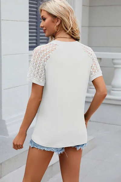 Openwork Round Neck Short Sleeve T-Shirt sold by Charming Charlie product image thumbnail 4