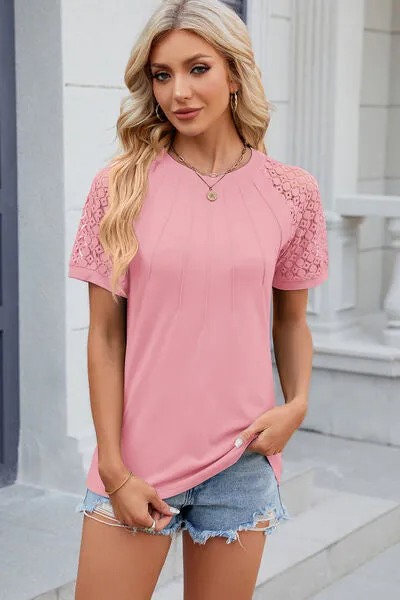 Openwork Round Neck Short Sleeve T-Shirt sold by Charming Charlie product image thumbnail 5