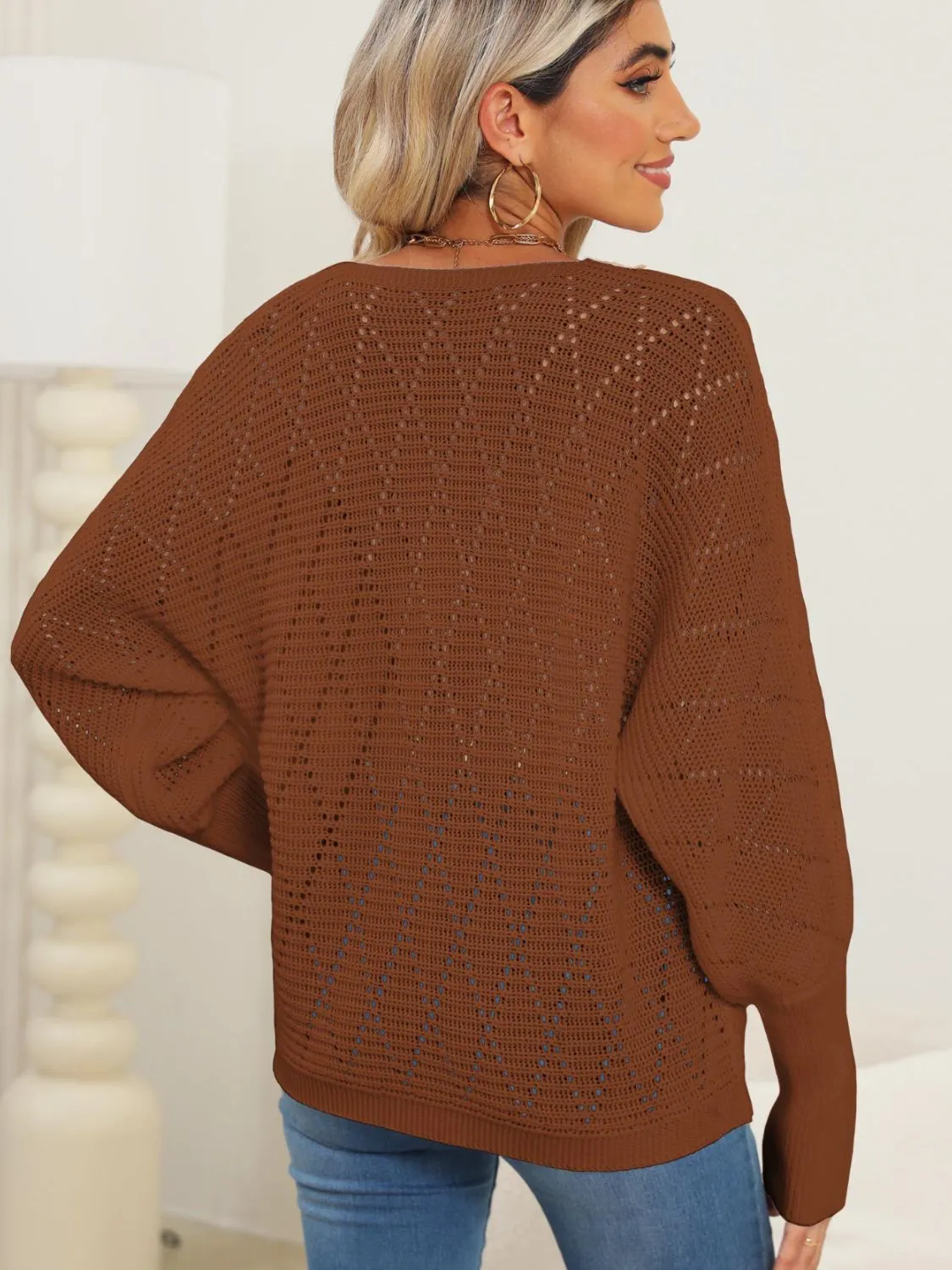 Lace Detail V-Neck Long Sleeve Sweater sold by Charming Charlie product image thumbnail 5