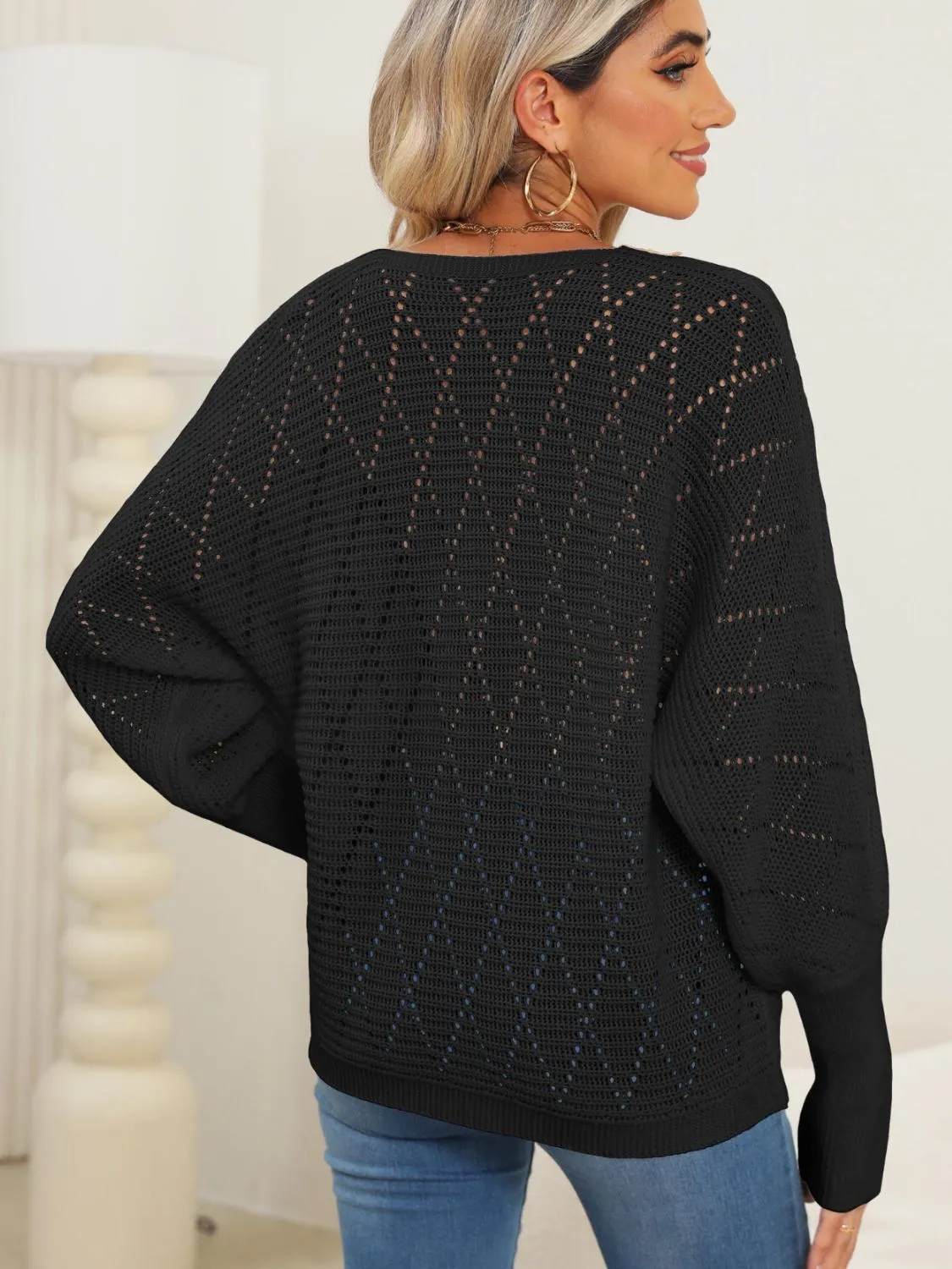 Lace Detail V-Neck Long Sleeve Sweater sold by Charming Charlie product image thumbnail 2