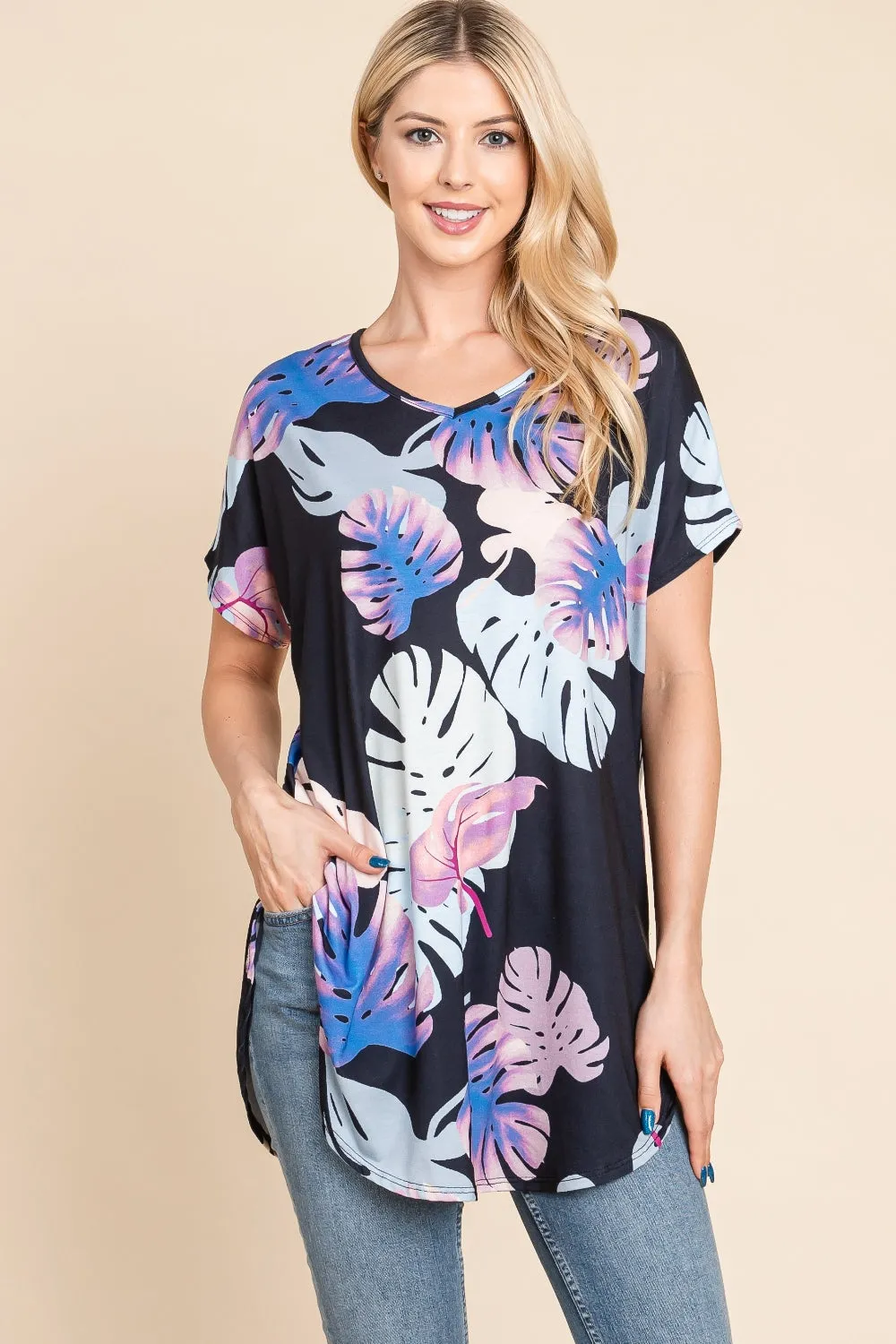 BOMBOM Printed Round Neck Short Sleeve T-Shirt sold by Charming Charlie