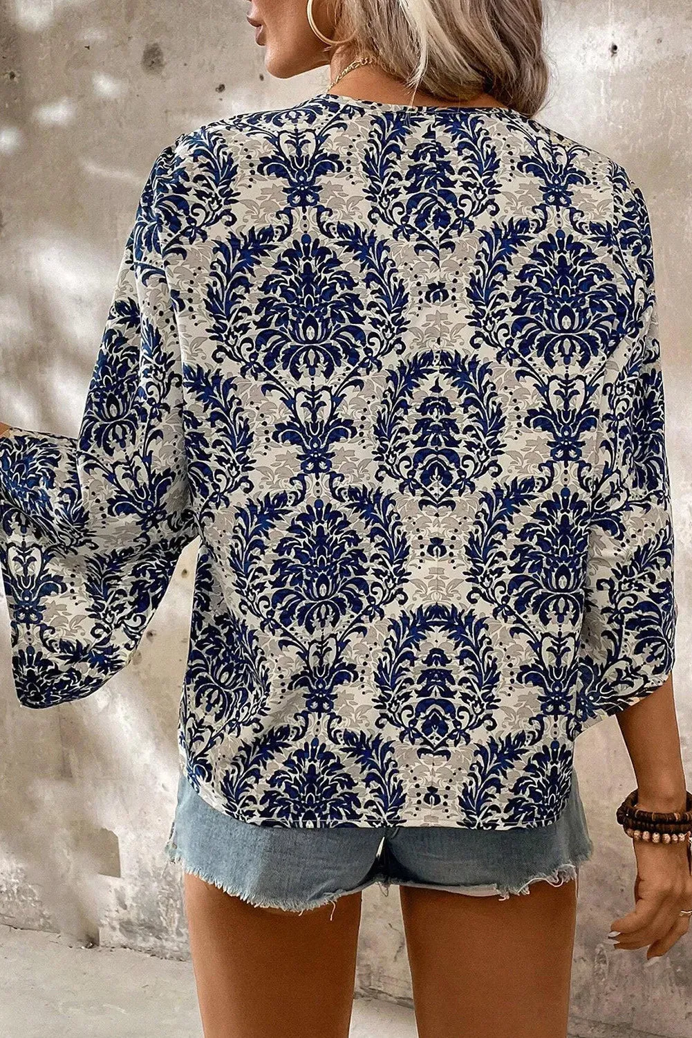 Printed V-Neck Three-Quarter Sleeve Blouse sold by Charming Charlie product image thumbnail 5