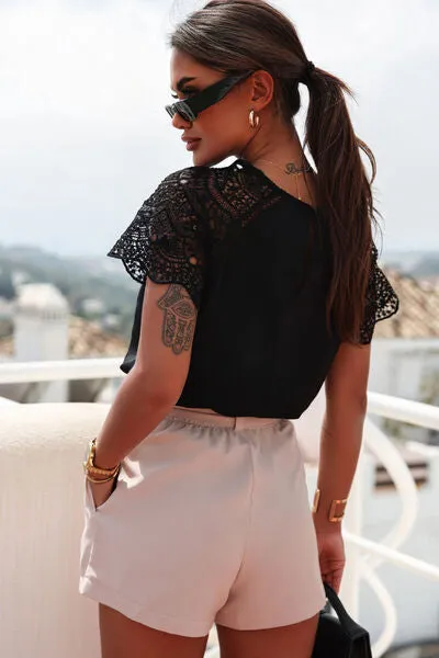 Lace Crochet Patchwork Short Sleeve Top sold by Charming Charlie product image thumbnail 2