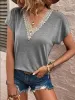 Full Size Lace Detail V-Neck Short Sleeve T-Shirt sold by Charming Charlie