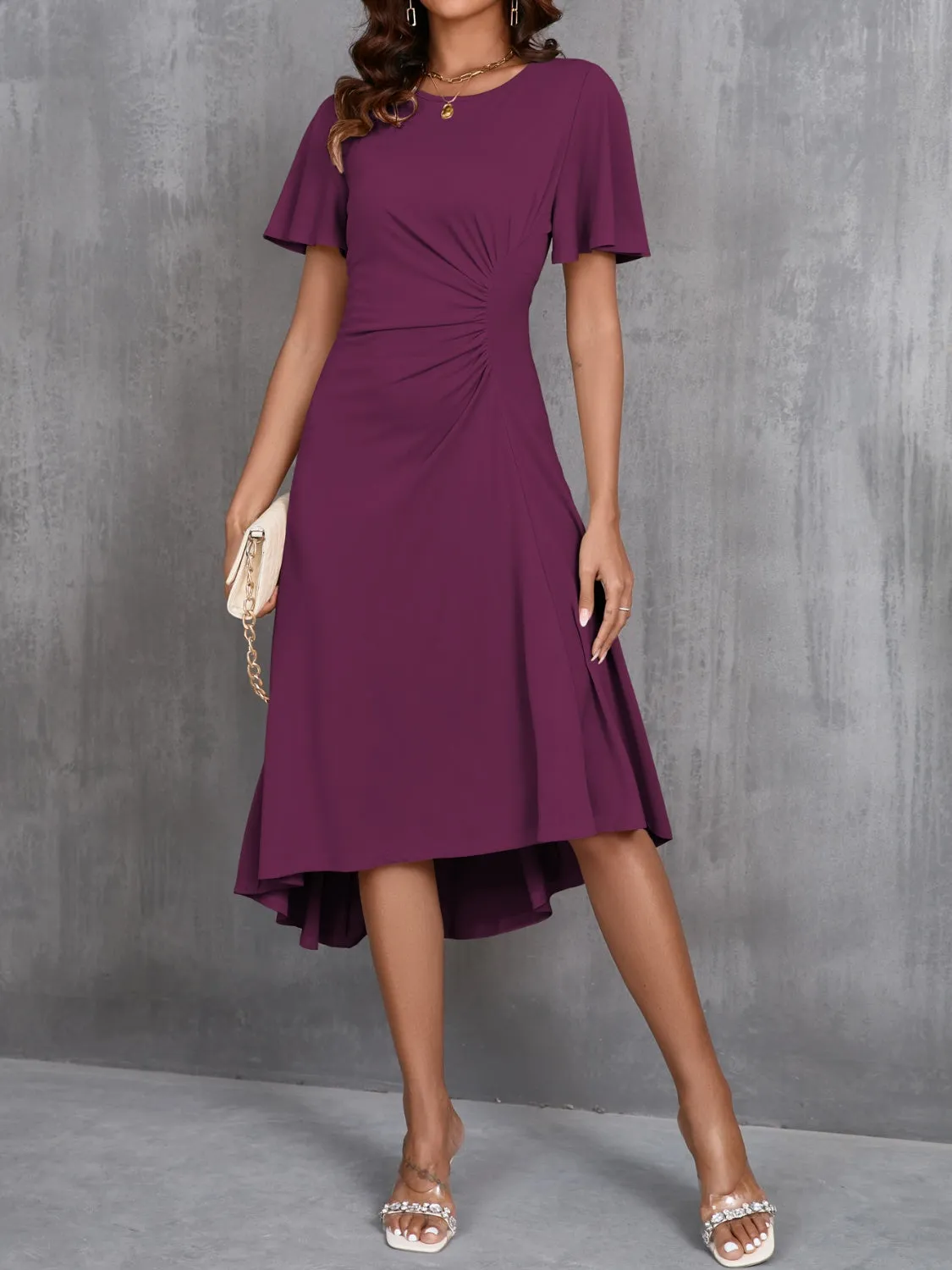 Round Neck Flutter Sleeve Midi Dress sold by Charming Charlie product image thumbnail 3