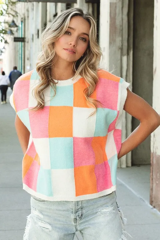 Multi-Color Checker Sweater Vest sold by Charming Charlie product image thumbnail 3