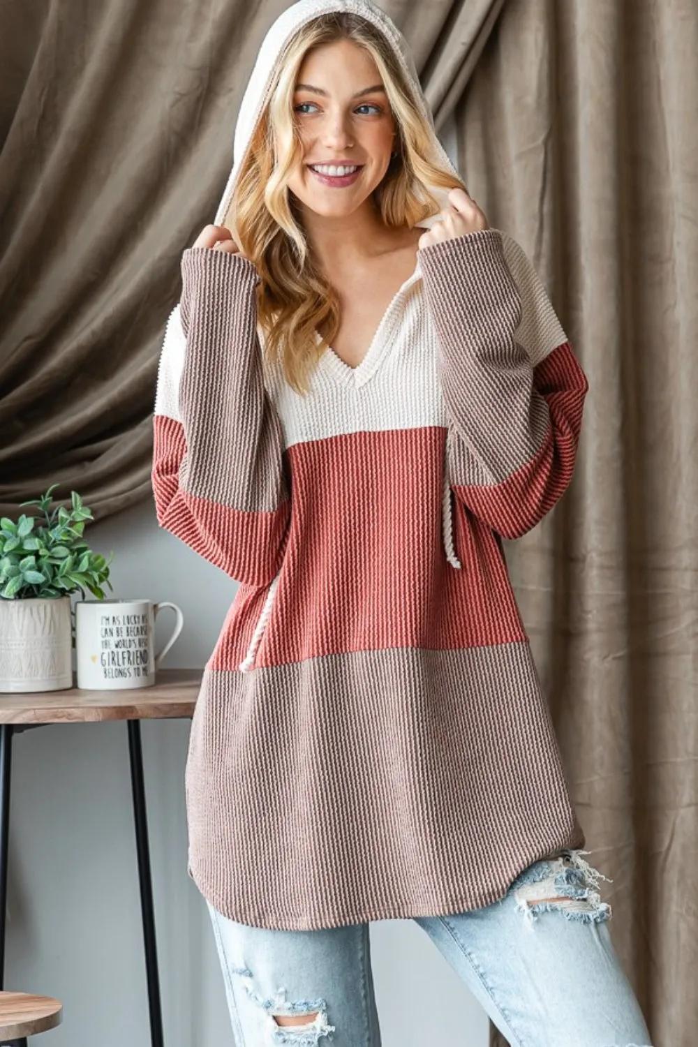 Heimish Color Block Long Sleeve Hoodie sold by Charming Charlie