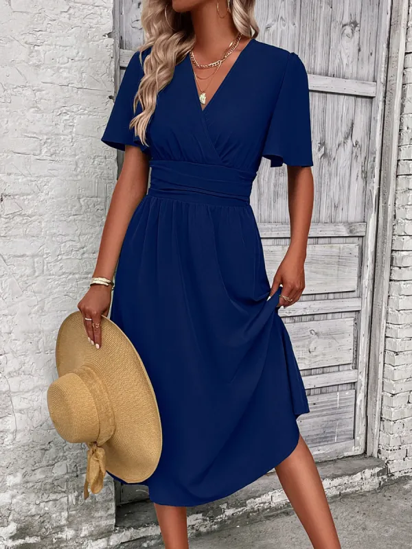 Surplice Flutter Sleeve Midi Dress sold by Charming Charlie