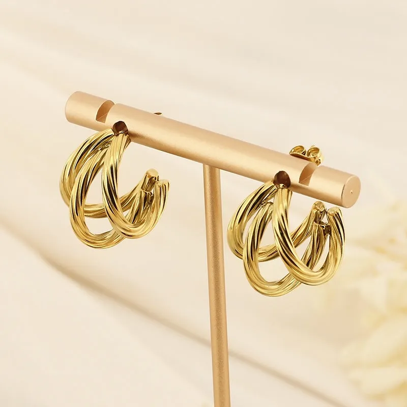 Titanium Steel Three-Layered C-Hoop Earrings sold by Charming Charlie product image thumbnail 2