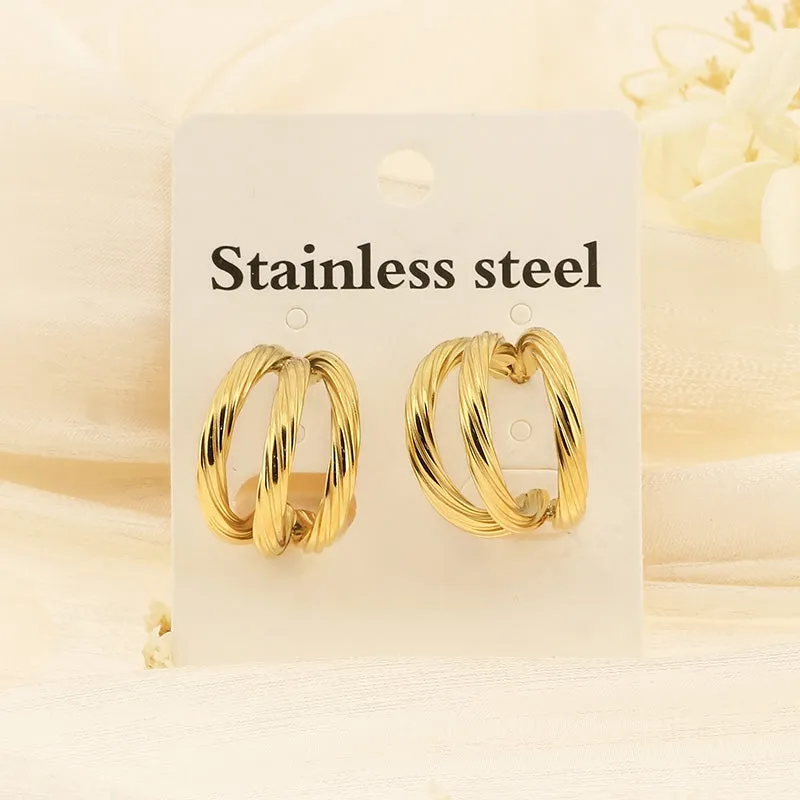 Titanium Steel Three-Layered C-Hoop Earrings sold by Charming Charlie product image thumbnail 3