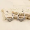 Titanium Steel Three-Layered C-Hoop Earrings sold by Charming Charlie