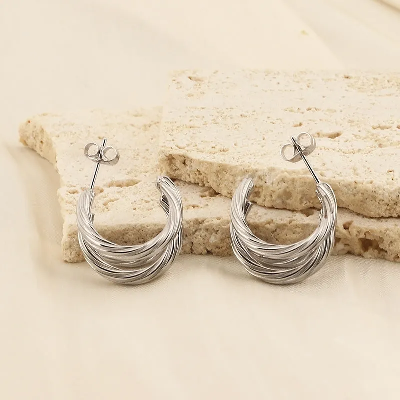 Titanium Steel Three-Layered C-Hoop Earrings sold by Charming Charlie product image thumbnail 4