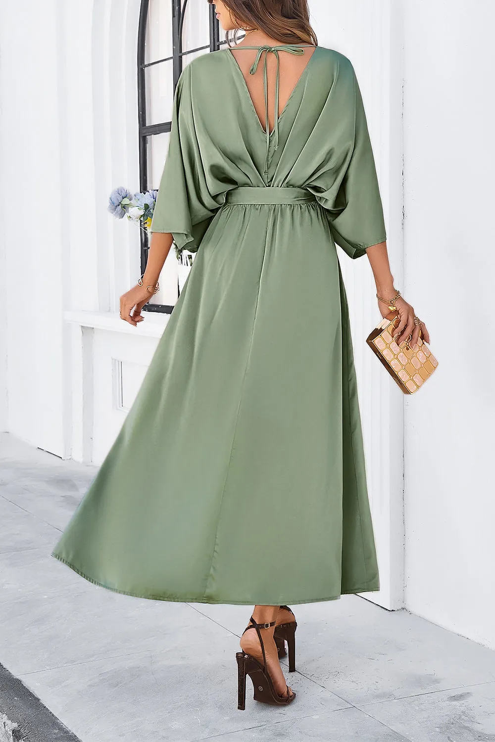 Slit Tied V-Neck Three-Quarter Sleeve Dress sold by Charming Charlie product image thumbnail 2