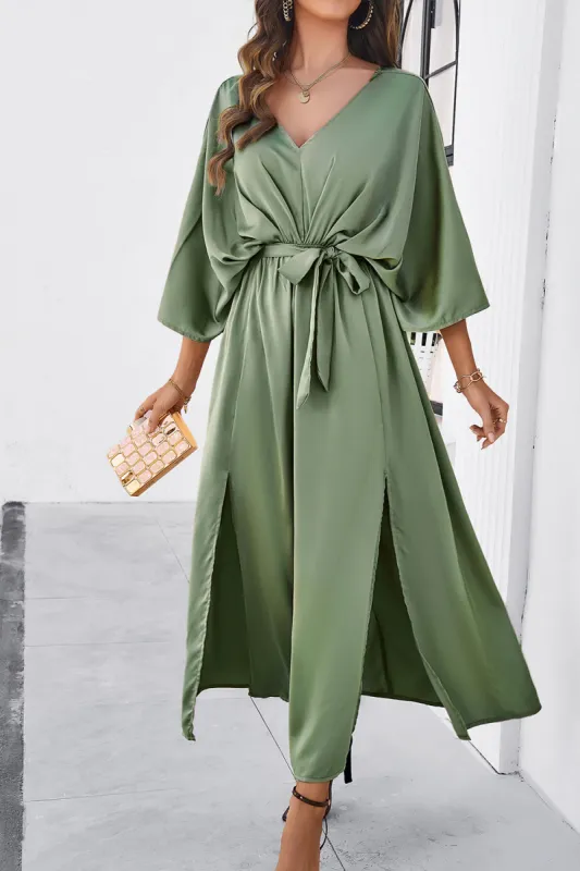 Slit Tied V-Neck Three-Quarter Sleeve Dress sold by Charming Charlie