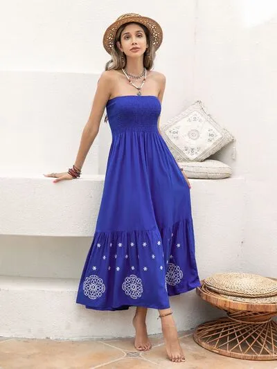 Smocked Printed Tube Midi Dress sold by Charming Charlie product image thumbnail 5